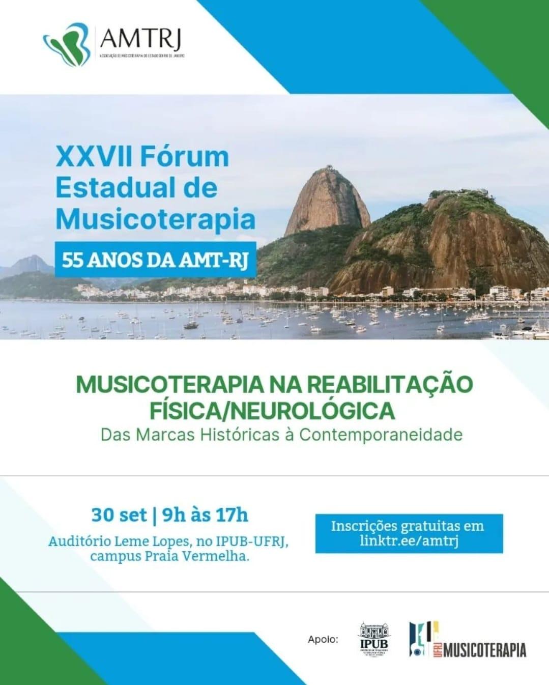 cartaz XXVII FÓRUM ESTADUAL DE MUSICOTERAPIA DA AMTRJ