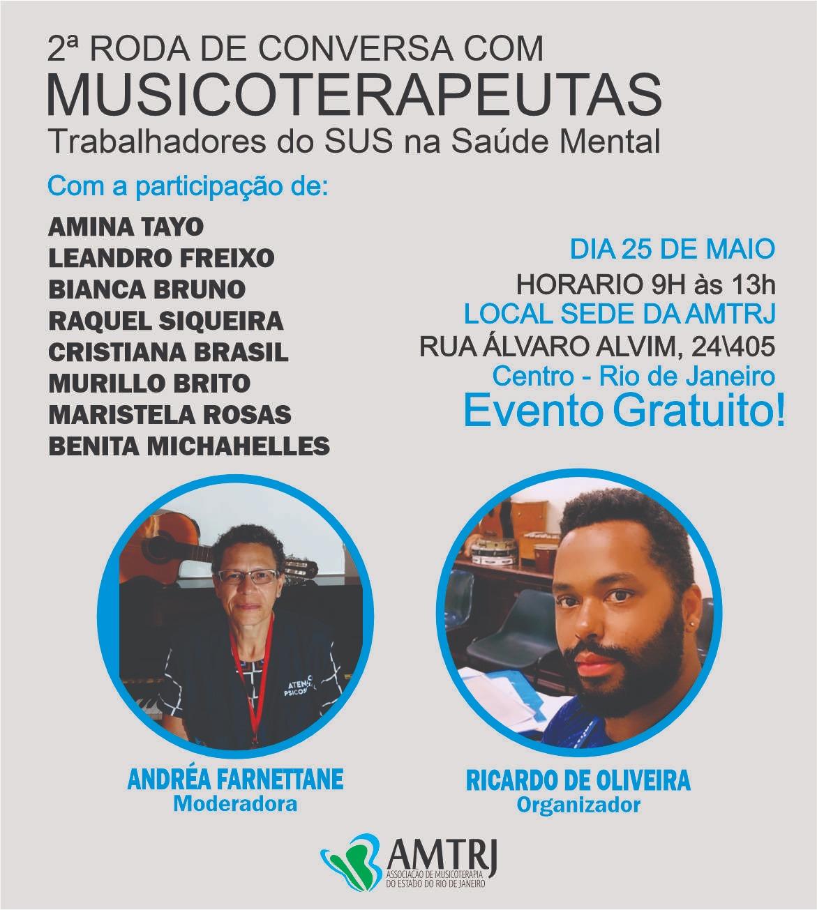 cartaz 2ª Roda de Conversa com Musicoterapeutas Trabalhadores do SUS na Saúde Mental
