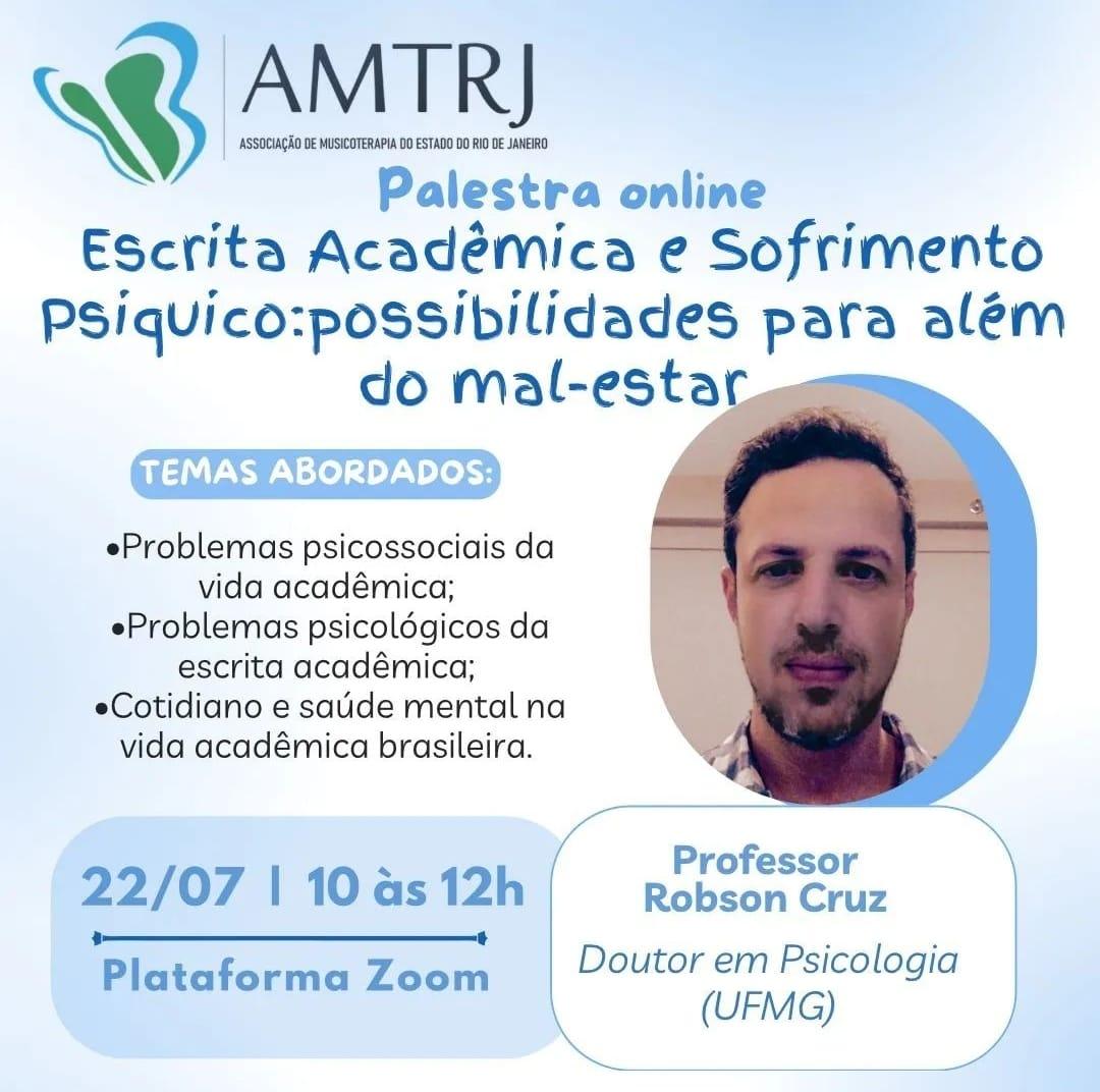 cartaz palestra escrita acadêmica e sofrimento psiquico: possibilidades para além do mal-estar